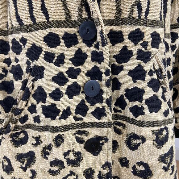 Vintage 90s Fashion Bug Leopard Animal Print Blanket Tapestry Coat Blazer Jacket - Picture 6 of 10